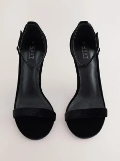Next Forever Comfort® Strappy Heeled Sandals Black Velvet Clearance