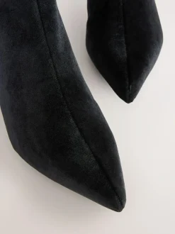 Next Forever Comfort® Kitten Heel Ankle Boots Black Velvet Clearance