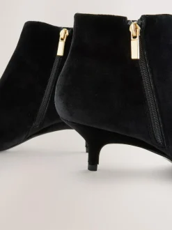Next Forever Comfort® Kitten Heel Ankle Boots Black Velvet Clearance