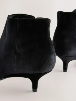 Next Forever Comfort® Kitten Heel Ankle Boots Black Velvet Clearance