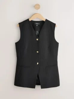 Next Black V-Neck Waistcoat with Button Detail Best