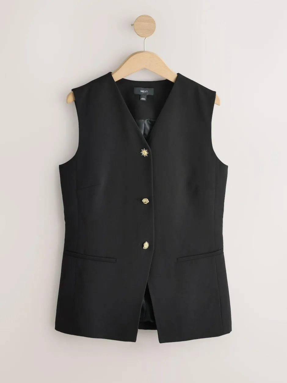 Next Black V-Neck Waistcoat with Button Detail Best