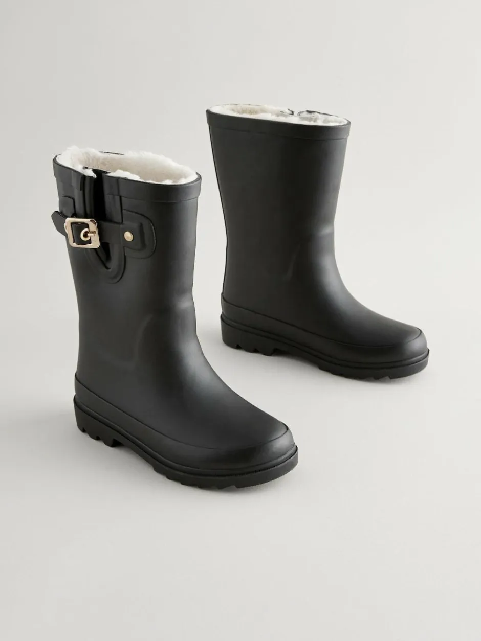 Next Warm Lined Buckle Wellies Black New