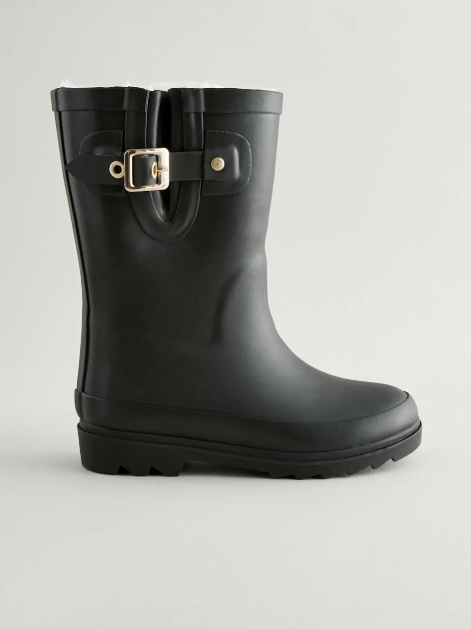 Next Warm Lined Buckle Wellies Black New