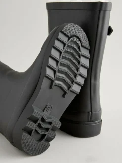 Next Warm Lined Buckle Wellies Black New