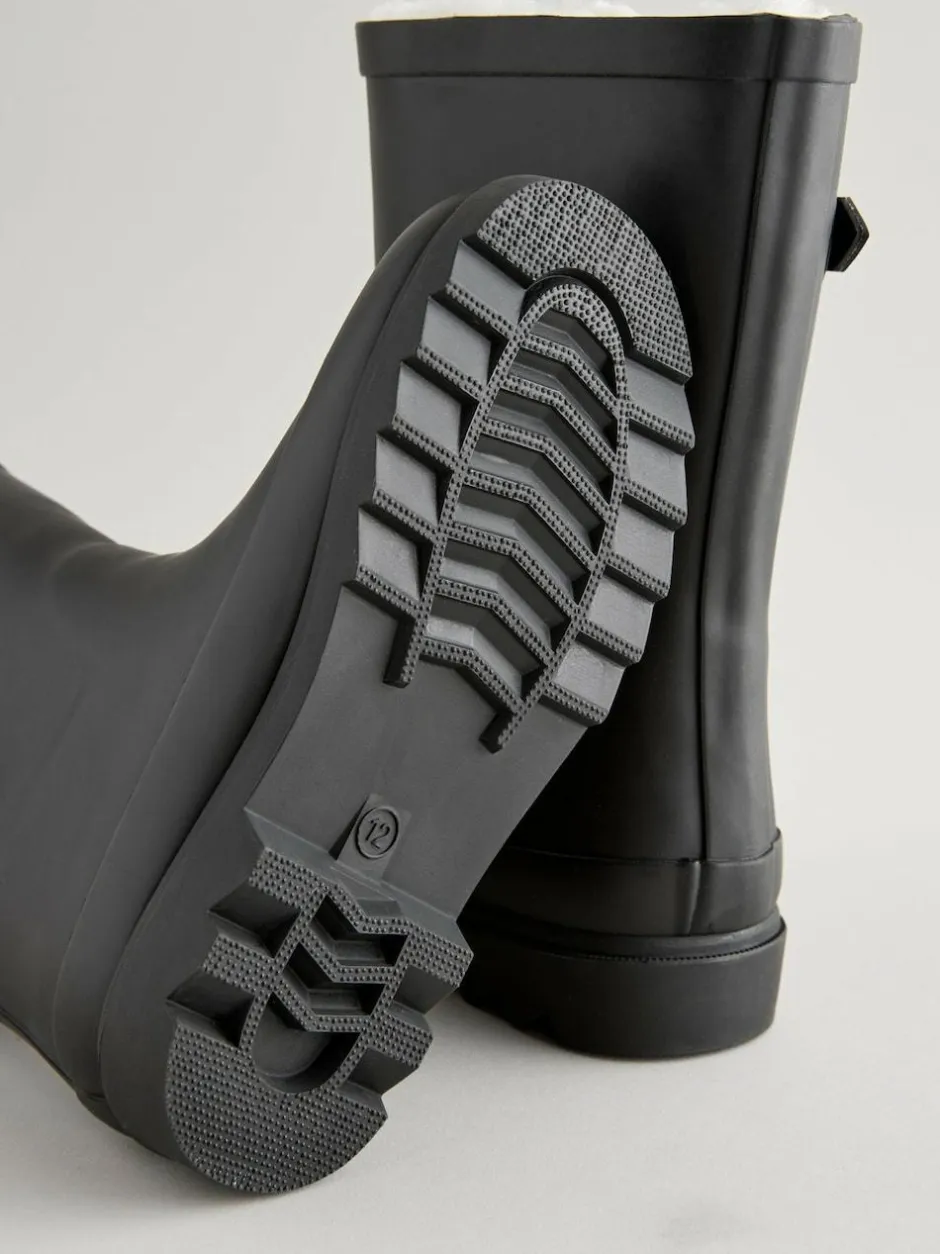 Next Warm Lined Buckle Wellies Black New