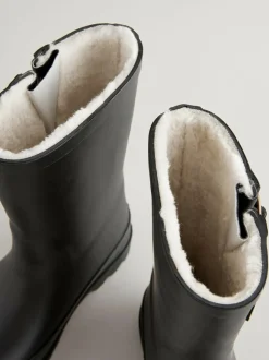 Next Warm Lined Buckle Wellies Black New
