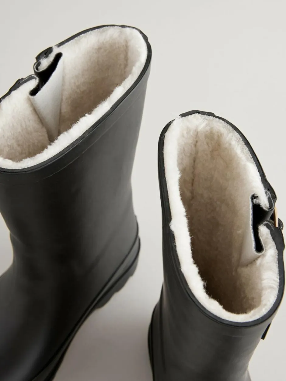 Next Warm Lined Buckle Wellies Black New