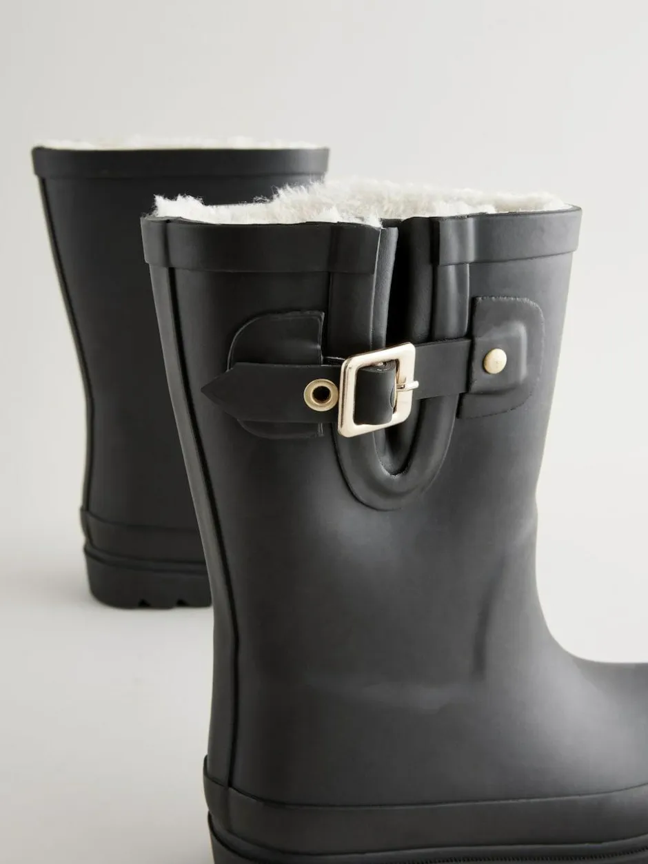 Next Warm Lined Buckle Wellies Black New