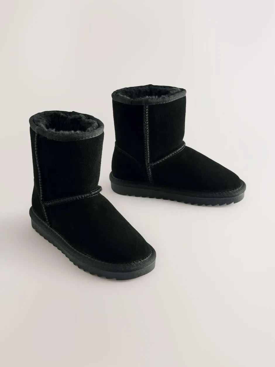 Next Water Repellent Suede Pull On Boots Black Clearance