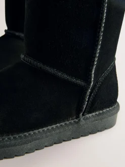 Next Water Repellent Suede Pull On Boots Black Clearance