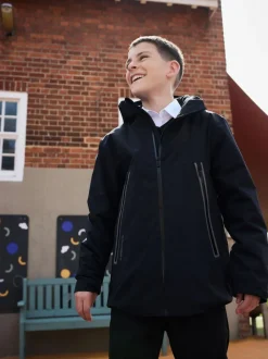 Next Black Waterproof Fleece Lined Hooded Jacket (3-16yrs) Best