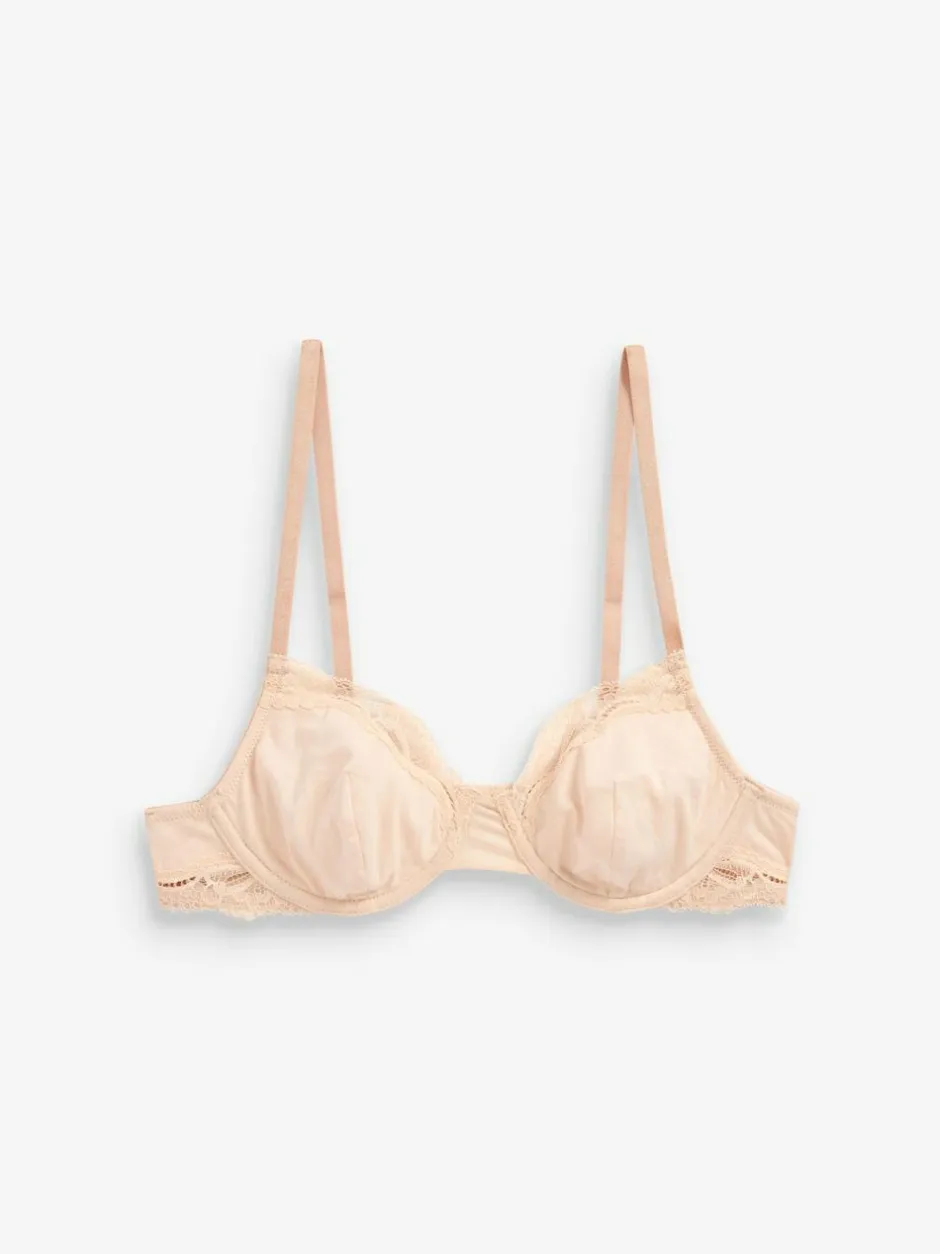 Next Black/ White/Pastel Rose Nude Non Pad Balcony Cotton Blend Ultimate Comfort Bras 3 Pack Hot