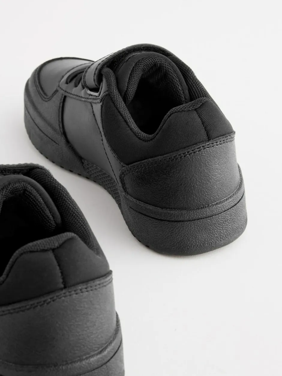 Next Black Wide Fit (G) 1 Strap Elastic Lace School Trainers