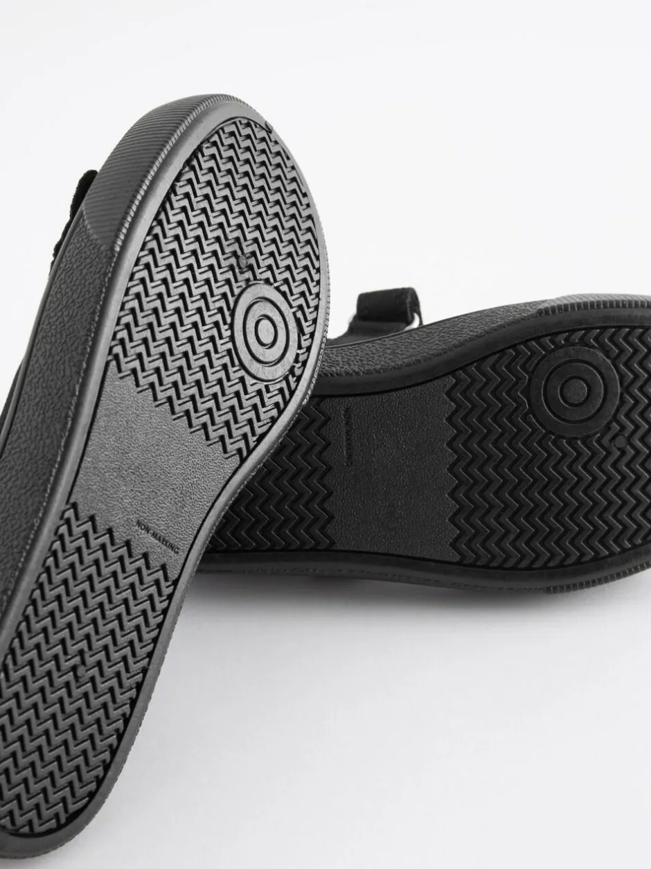 Next Black Wide Fit (G) Butterfly Embroidered School Plimsoll Shoes Outlet