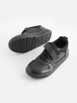 Next Black Wide Fit (G) Elastic Lace School Trainers New
