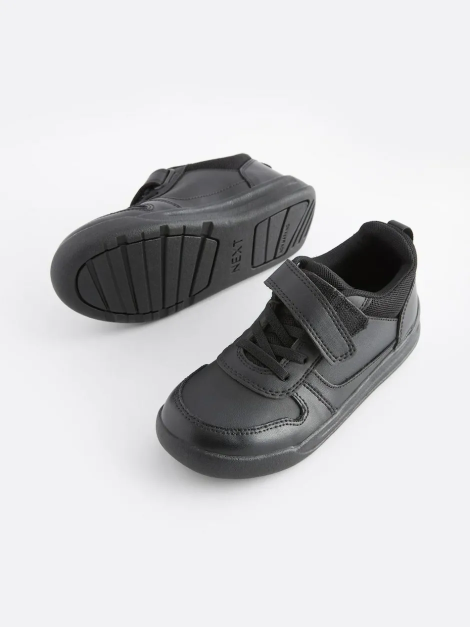 Next Black Wide Fit (G) Elastic Lace School Trainers New