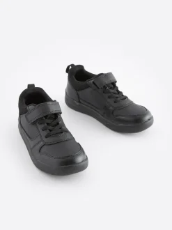 Next Black Wide Fit (G) Elastic Lace School Trainers New