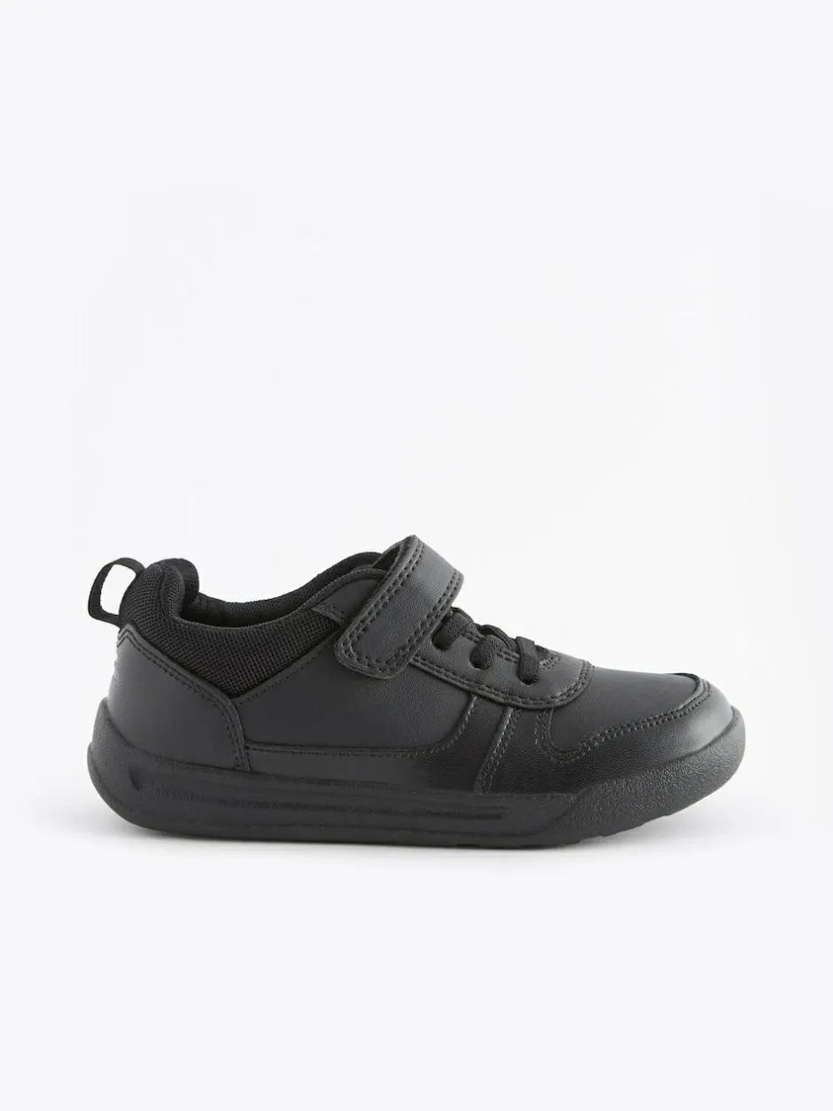 Next Black Wide Fit (G) Elastic Lace School Trainers New