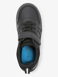 Next Black Wide Fit (G) Elastic Lace School Trainers New