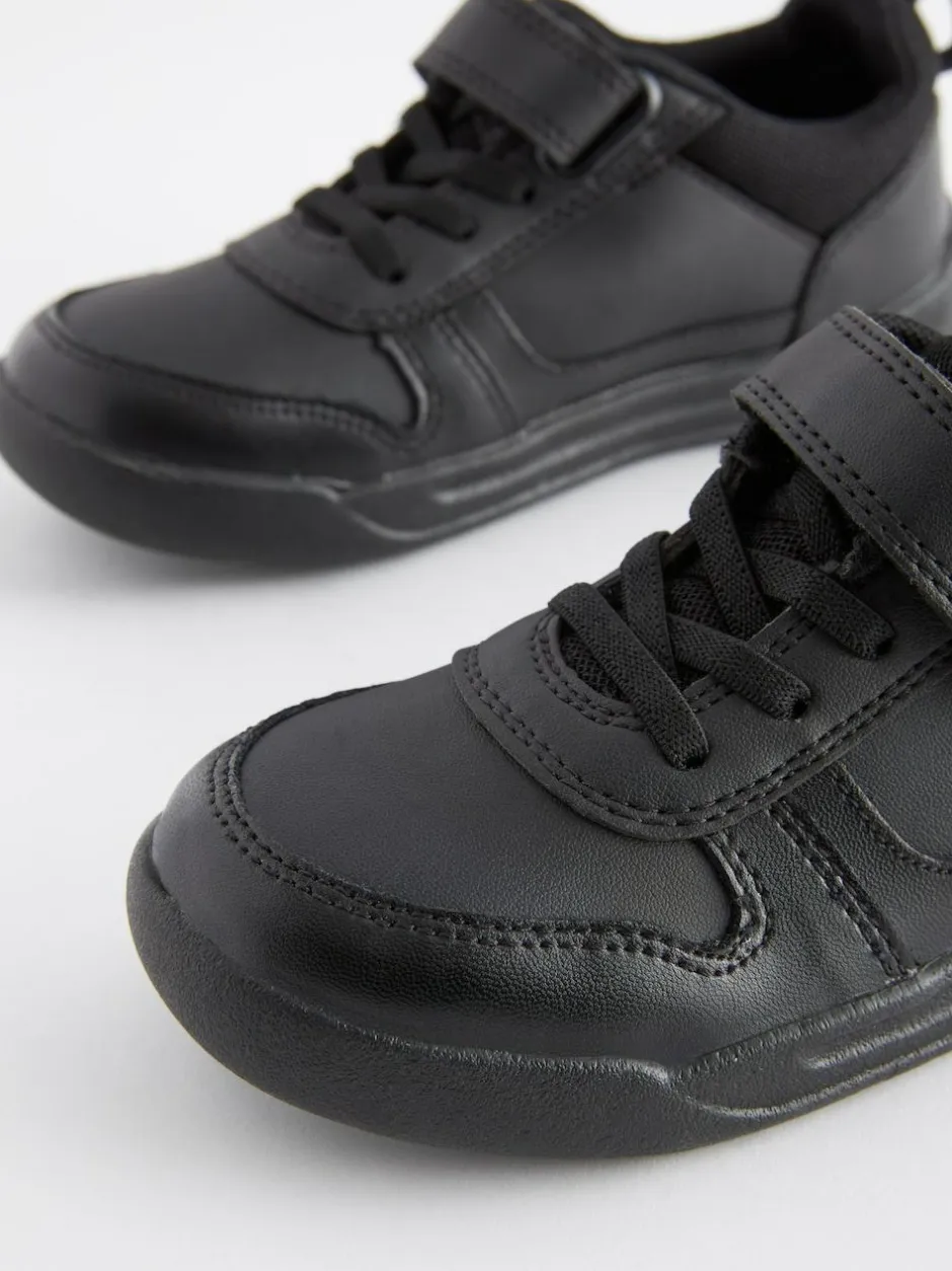 Next Black Wide Fit (G) Elastic Lace School Trainers New