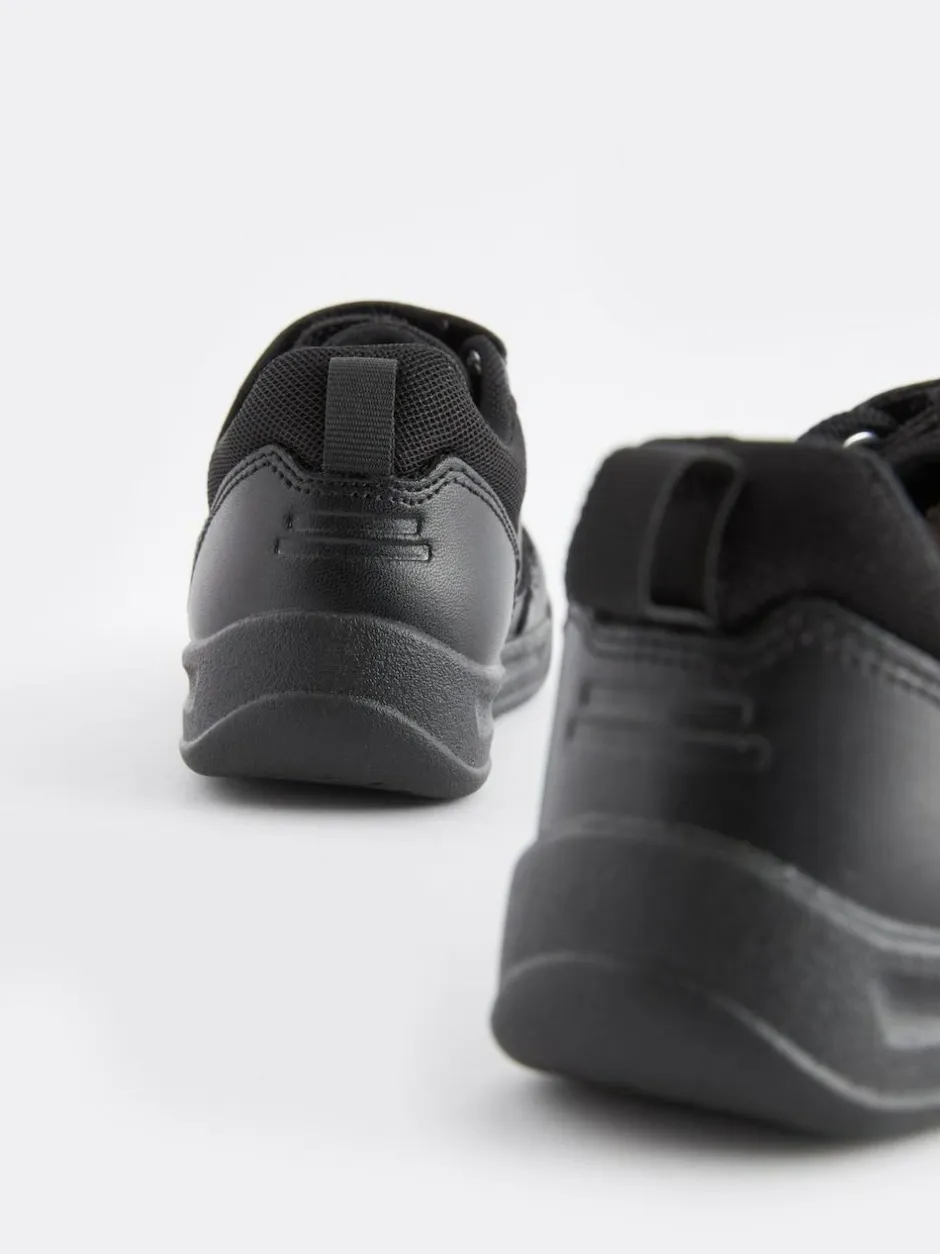 Next Black Wide Fit (G) Elastic Lace School Trainers New