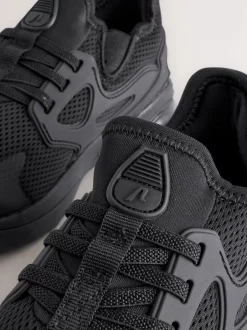 Next Wide Fit (G) Elastic Lace Trainers Black Discount