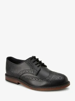 Next Wide Fit (G) Leather Laceup Brogue Shoes Black Hot