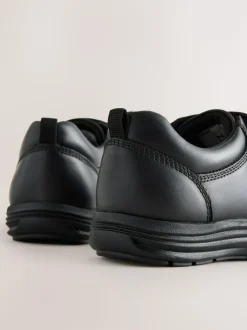 Next Black Wide Fit (G) Leather 1 Strap Touch Fastening School Shoes Clearance