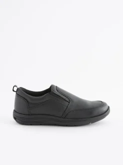 Next Black Wide Fit (G) School Leather Loafers Hot