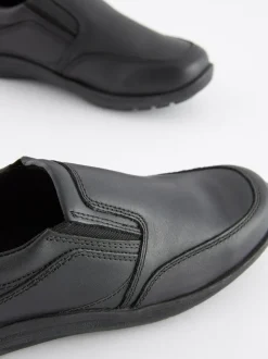 Next Black Wide Fit (G) School Leather Loafers Hot
