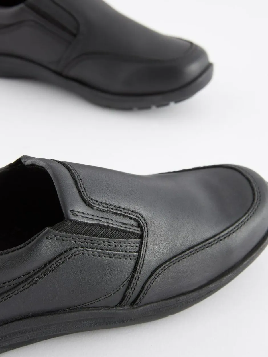 Next Black Wide Fit (G) School Leather Loafers Hot