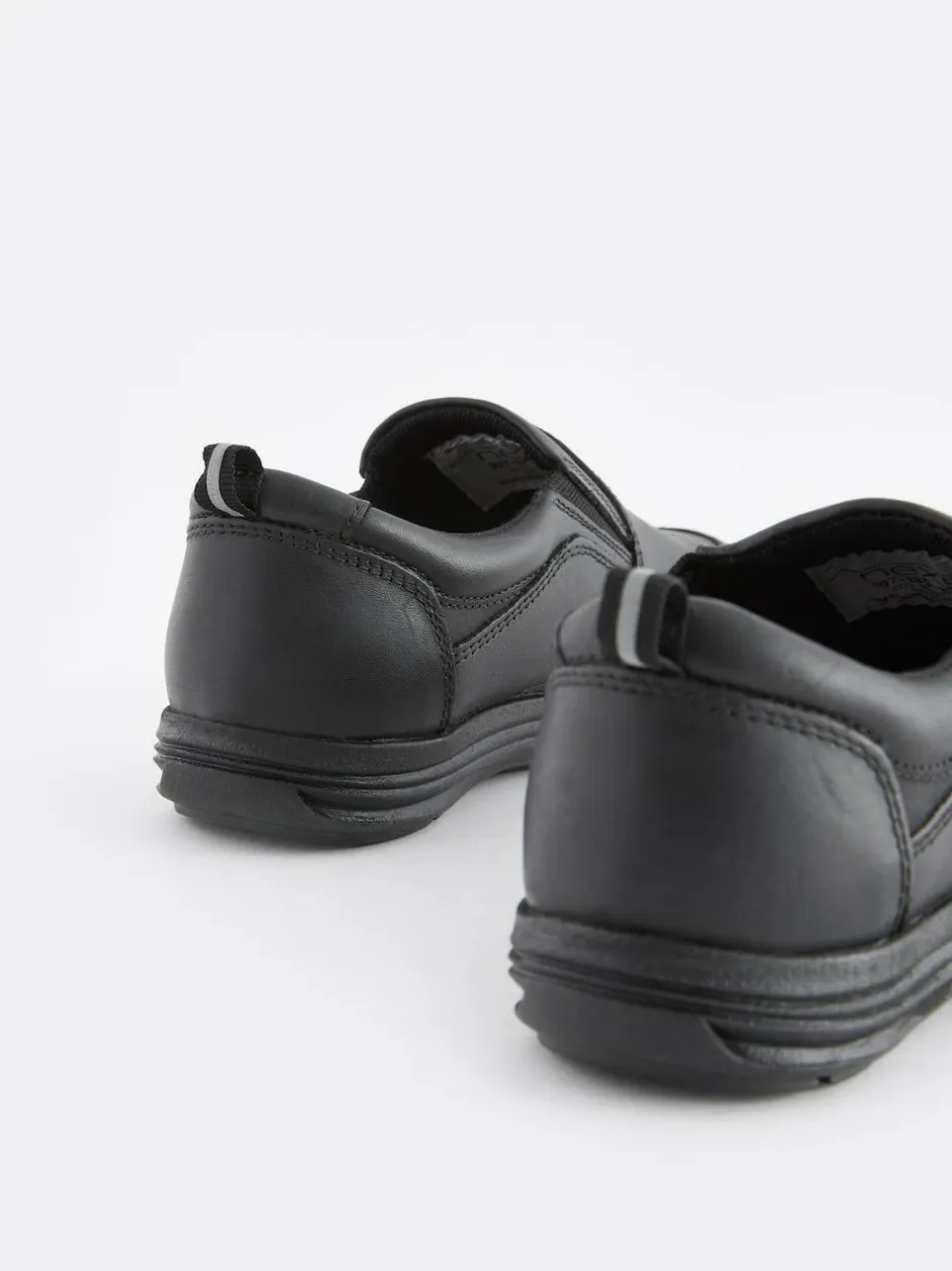Next Black Wide Fit (G) School Leather Loafers Hot