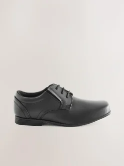 Next Black Wide Fit (G) School Leather Lace-Up Shoes Hot