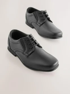 Next Black Wide Fit (G) School Leather Lace-Up Shoes Hot