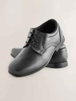 Next Black Wide Fit (G) School Leather Lace-Up Shoes Hot