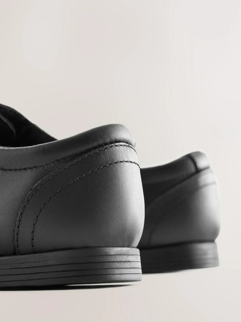 Next Black Wide Fit (G) School Leather Lace-Up Shoes Hot