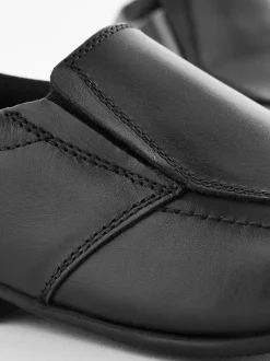 Next Black Wide Fit (G) Slip On Leather Loafer School Shoes Discount