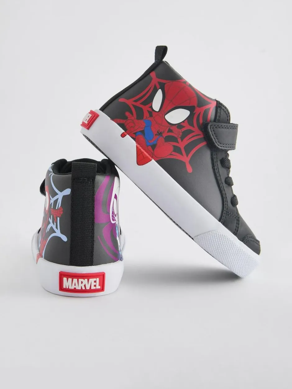 Next Black Wide Fit (G) Spidey and Friends Elastic Lace Touch Fastening Boots Hot