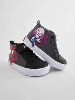 Next Black Wide Fit (G) Spidey and Friends Elastic Lace Touch Fastening Boots Hot