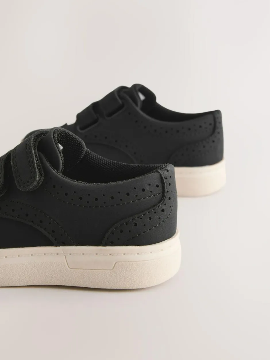 Next Wide Fit (G) Touch Fastening Brogue Shoes Black Sale