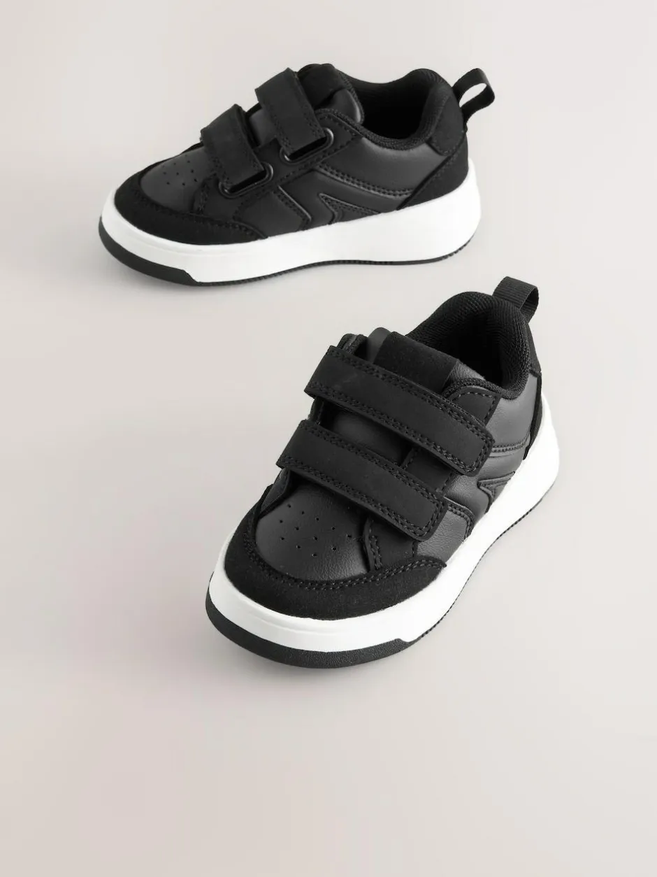Next Wide Fit (G) Touch Fastening Two Strap Trainers Black Sale