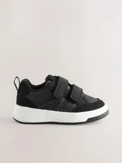 Next Wide Fit (G) Touch Fastening Two Strap Trainers Black Sale