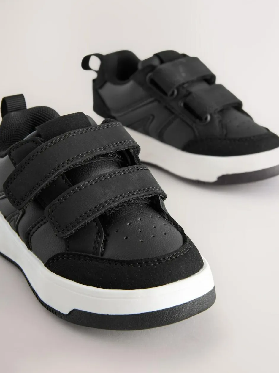Next Wide Fit (G) Touch Fastening Two Strap Trainers Black Sale