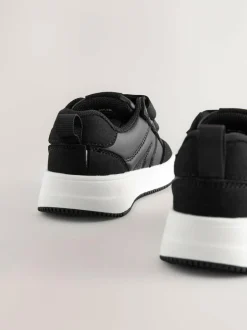 Next Wide Fit (G) Touch Fastening Two Strap Trainers Black Sale