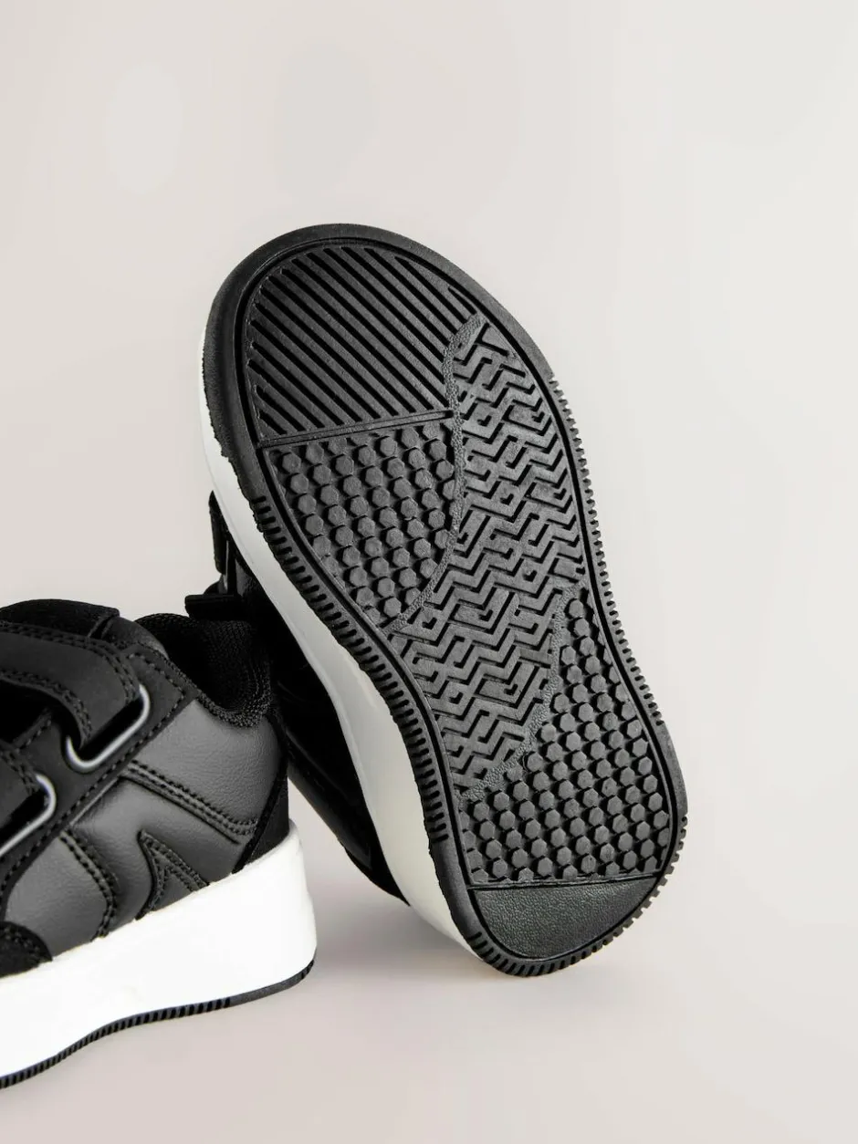 Next Wide Fit (G) Touch Fastening Two Strap Trainers Black Sale