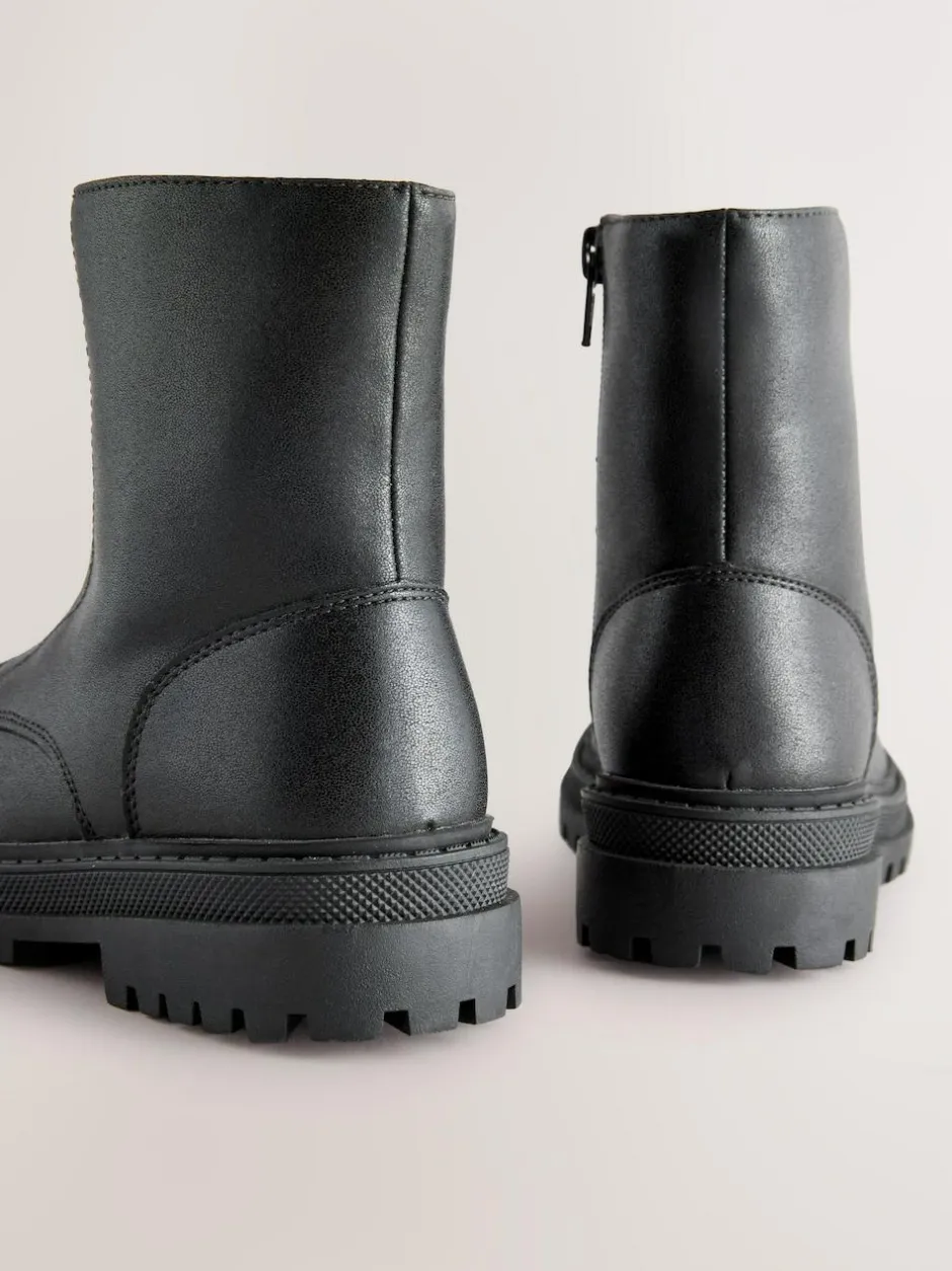 Next Wide Fit (G) Zip Front Ankle Boots Black Discount