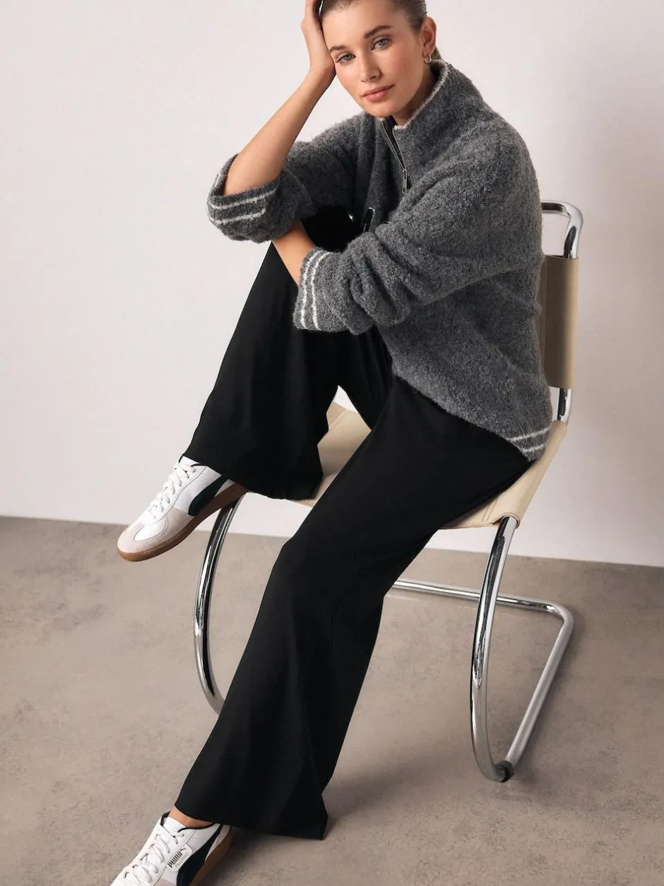 Next Wide Leg Jersey Joggers Black Sale