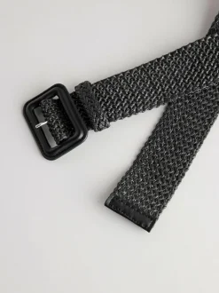 Next Black Wide Raffia Effect Belt Discount
