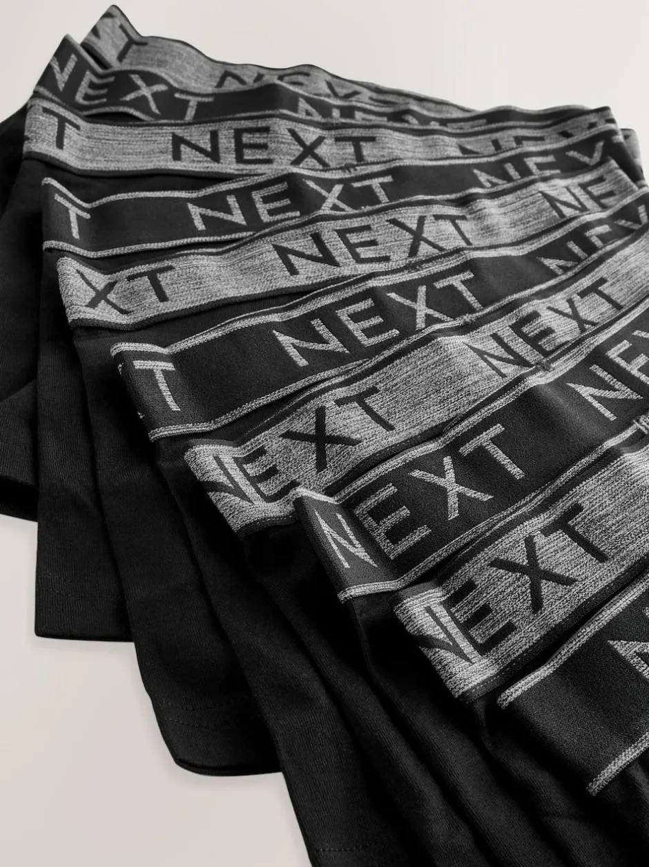 Next Black with Grey Waistband Trunks 10 Pack (1.5-16yrs) Clearance